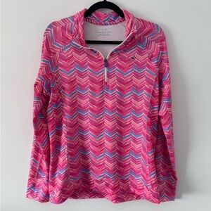 Vineyard Vines Performance Quarter Zip Whale Tail Print Women’s Sz L